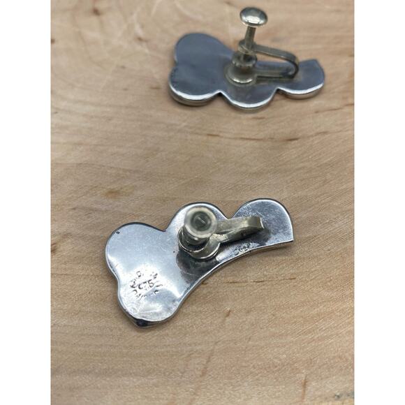 Vintage Abalone Sterling Silver‎ Black enamel screw back 
earrings. - Picture 4 of 6